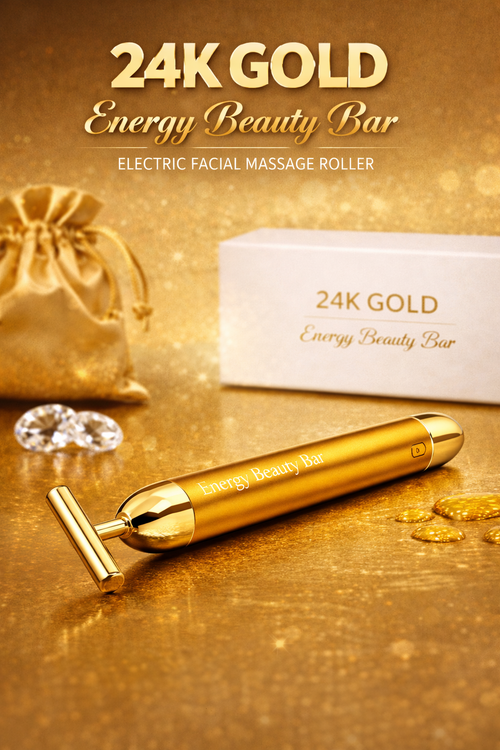 24K Gold Energy Beauty Bar Electric Facial Massage Roller